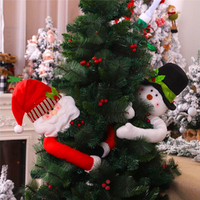 Santa Claus Hugs The Tree Doll Snowman Christmas Tree Ornaments Xmas Decor