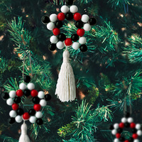 3Pcs Christmas Natural Wood Bead Pendant Decor Christmas Decor Party Ornament