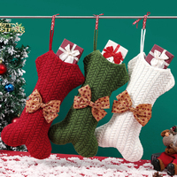 3Pcs Knitted Bone Socks Christmas Tree Ornaments Xmas Stockings Hanging Decor