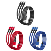 3Pcs Braided 3-In-1 6A Fast Charging Data Cable For Android Apple