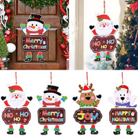 4Pcs Merry Christmas Door Hanging Ornaments Pendant Santa Claus Snowman Decor
