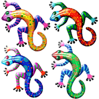 4Pcs Metal Gecko Wall Decor 3D Lizards Wall Art Wall Hanging Sculpture Decor