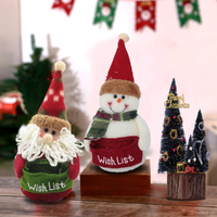 2Pcs Christmas DecorSnowman Santa Claus Cartoon Dolls Ornaments Party Decor