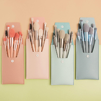 4 Sets of 8 Pieces Mini Travel Portable Soft Makeup Brushes Set with Makeup Bag