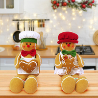 2Pcs Gingerbread Man Doll  Christmas Doll Ornament Long Leg Gingerbread Toy