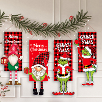 4Pcs Christmas Decorations Grinch Hanging Feet Doll Hanging Doll Hanging Flag