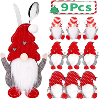 9pcs Christmas Decor Gnome Knife And Fork Set Faceless Old Man Cutlery Set