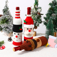 3sets Christmas Wine Bottle Cover Santa Claus Snowman Knitted Wine Bottle Cover