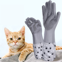 Lengthened Pet Grooming Cleaning Gloves Dog Cat Bathing Massage Non-Slip Gloves