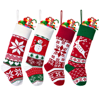 4 Pcs Christmas Stockings Knit Stockings Christmas Holiday Decoration Stockings