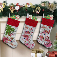3Pcs Christmas Socks Hanging Ornaments Christmas Gift Candy Bag Xmas Tree Decor