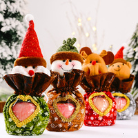 4 Pack Christmas Gift Doll Bags Drawstring Xmas Bags Reusable 3D Candy Bag