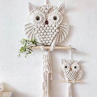 2 Pack Owl Tapestry Hand-Woven Owl Dream Catcher Wall Hanging Macrame Decoration