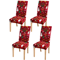 4Pcs Christmas Chair Cover Stretch Washable Christmas Chair Protector Slipcovers