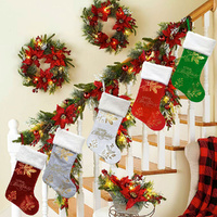 5Pcs Large Christmas Stockings Xmas Socks Gift Bag Xmas Tree Pendants Decoration