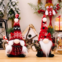 2 Pack Christmas Knitted Curved Hat Holding Crutches Kerosene Lamp Dwarf Doll