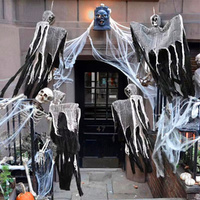 3Set Halloween Decorative Hanging Ghost Skull Skeleton Gauze Haunted Props