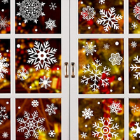 288pcs Christmas White Snowflakes Window Clings Decal Stickers Ornaments