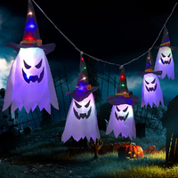Halloween Decorations Hanging Lighted Glowing Witch Hat Decor with Lights String