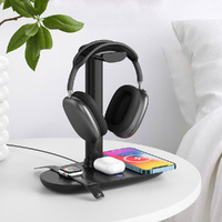 Headphone Stand holder with 15w Wireless Charger 4 in 1 Charging Station Headset Holder