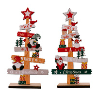 2 Pack Christmas Tree Snowman Decor For Home Tabletop Wooden Xmas Ornaments