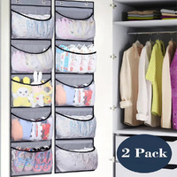2Pc Hanging Toy Storage Bag Over Door Stuffed Animal Toy Organizer with Hooks