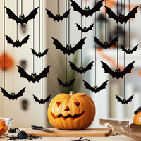 36Pcs Hanging Bat Halloween Decoration Scary Fake Black Hanging Bat Spooky Decor