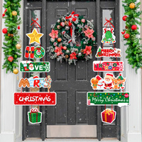 12pcs Christmas Door Pendant Decoration Cartoon Assembly Xmas Tree Hanging Flag