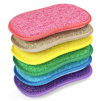 6Pcs Scrub Sponges for Dishes Non-Scratch Microfiber Sponge Pot Cleaning Sponges