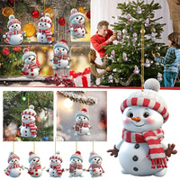15Pcs Christmas Ornaments Cute Snowman Acrylic Decor Christmas Tree Decorations