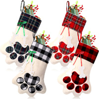 4 Pcs Large Christmas Paw Stockings Christmas Classic Hanging Stocking