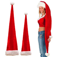 2 Pack Long Santa Hats Xmas Velvet Christmas Hats For Adults Christmas Costume