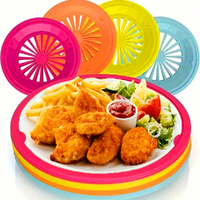 20 Packs Paper Plate Holders With Snap-In Grooves Reusable Circular Drain Fruit Tray