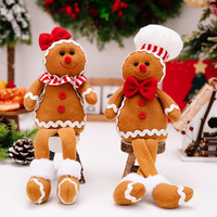 2 Pcs Christmas Plush Gingerbread Man Boy Girl Figures with Chef Hat Bowknot