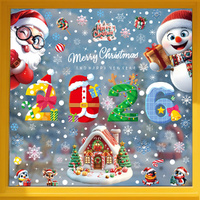 2 Set Christmas Window Stickers Xmas Window Decorations Santa Snowman Stickers