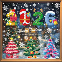2026 Merry Christmas Static Glass Window Stickers Christmas Decoration Stickers