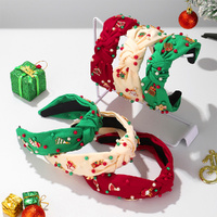 6 Pack Christmas Headband For Women Xmas Headband Pearl Knotted Headbands
