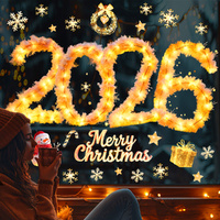 2Pcs 2026 Year Christmas Window Clings Snowman Snowflake Double-Sided Stickers