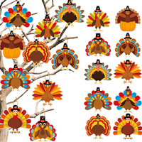 30Pcs Thanksgiving Day Decorations Fall Hanging Pendant Turkey Paper Ornaments