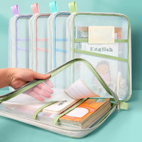 4 Pack A4 Stationery Storage Bag Double-layer Mesh Zipper Bag Organizer Folders