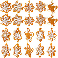 40 Pcs Christmas Gingerbread Snowflake Ornaments Mini Tree Hanging Decor