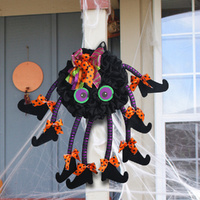 Halloween Party Decorations Multi-legged Witch Wreath Spider Door Decor Pendant