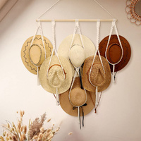 Macrame Hat Hangers Boho Hat Rack for Wall Hat Holder Display Organizer