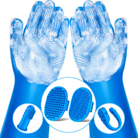 6Pcs Pet Grooming Kit Dog Washing Gloves Dog Bath Brush Dog Bath Gloves