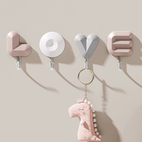 12 Pack Letter Hook Light Luxury Plastic Wall Sticky Hook LOVE Punch Free Hooks