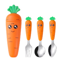 4Pcs Stainless Steel Fruit Food Supplement Fork Spoon Short Handle Tableware Set