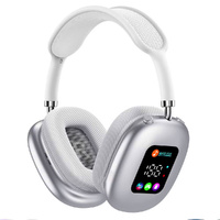 Wireless Over Ear Headphones Bluetooth Earphones With RGB Digital Display-Sliver