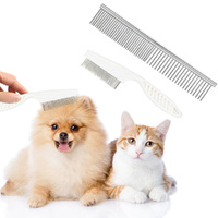 2 Pack Pet Flea Comb Dog Cat Hair Removal Brush Stainless Steel Dense Teeth Comb