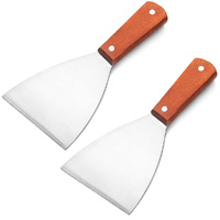 2PCS Stainless Steel Slant Grill Scraper Scraper Diner Flat Straight Blade