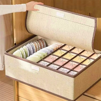 4pcs Underwear Organizer With Lids Foldable Drawer Clothes Socks Shorts Bra Storage Boxes Cabinet